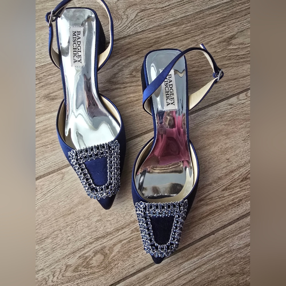 Badgley Mischka Women's Navy Embellished Heels
